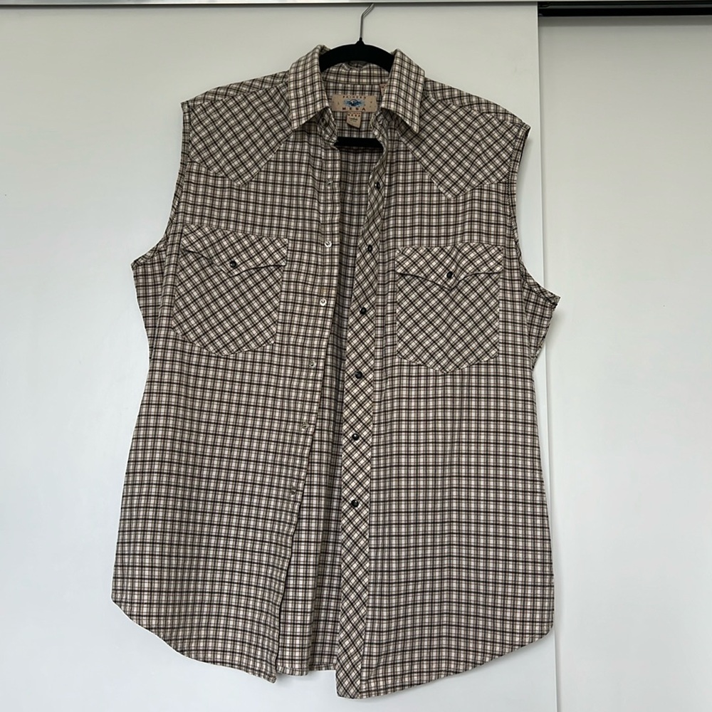 Vintage 90s Painted Mesa Sleeveless Pearl Snap Western Button Down size Large